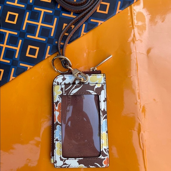 NWT Tory Burch Emerson Lanyard ID Credit Card Holder Reverie Saffiano Leather - Picture 3 of 6